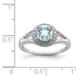 Sterling Silver Rhodium-plated Diamond & Aquamarine Ring