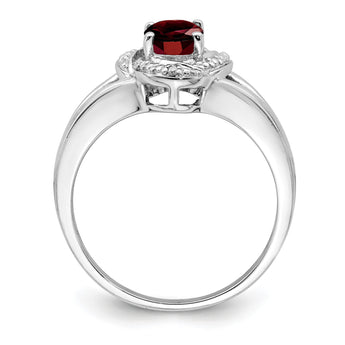 Sterling Silver Rhodium-plated Diamond & Garnet Ring - Birthstone Company