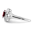Sterling Silver Rhodium-plated Diamond & Garnet Ring - Birthstone Company