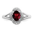 Sterling Silver Rhodium-plated Diamond & Garnet Ring - Birthstone Company