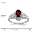 Sterling Silver Rhodium-plated Diamond & Garnet Ring - Birthstone Company