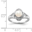 Sterling Silver Rhodium-plated Diamond & Fresh Water Cultured Pearl Ring