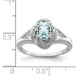 Sterling Silver Rhodium-plated Diamond & Aquamarine Ring