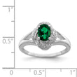 Sterling Silver Rhodium-plated Diamond & Created Emerald Ring
