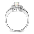 Sterling Silver Rhodium-plated Diamond & Created Opal Ring