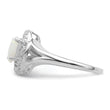Sterling Silver Rhodium-plated Diamond & Created Opal Ring