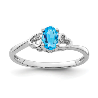 Sterling Silver Rhodium-Plated Light Swiss Blue Topaz Ring - Birthstone Company
