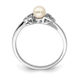 Sterling Silver Rhodium-plated Fresh Water Cultured Pearl Ring