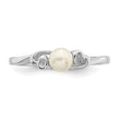 Sterling Silver Rhodium-plated Fresh Water Cultured Pearl Ring