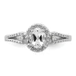 Sterling Silver Rhodium-plated White Topaz & Diamond Ring