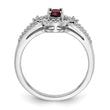 Sterling Silver Rhodium-Plated Garnet & Diamond Ring - Birthstone Company