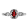 Sterling Silver Rhodium-Plated Garnet & Diamond Ring - Birthstone Company