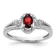 Sterling Silver Rhodium-Plated Garnet & Diamond Ring - Birthstone Company