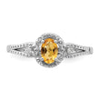 Sterling Silver Rhodium-Plated Citrine & Diamond Ring - Birthstone Company