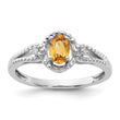 Sterling Silver Rhodium-Plated Citrine & Diamond Ring - Birthstone Company