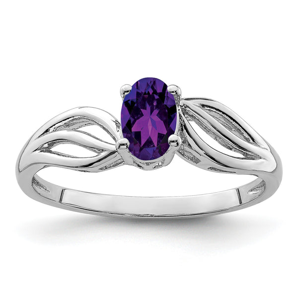 Sterling Silver Rhodium-plated Amethyst Ring - Birthstone Company