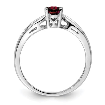 Sterling Silver Rhodium-plated Garnet Ring - Birthstone Company