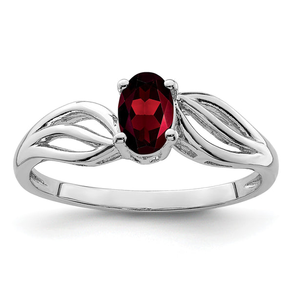 Sterling Silver Rhodium-plated Garnet Ring - Birthstone Company
