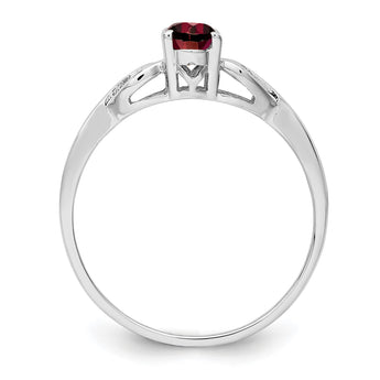 Sterling Silver Rhodium-plated Garnet Ring - Birthstone Company