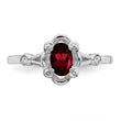 Sterling Silver Rhodium-plated Garnet & Diamond Ring