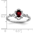 Sterling Silver Rhodium-plated Garnet & Diamond Ring