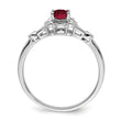 Sterling Silver Rhodium-plated Created Ruby & Diamond Ring