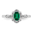 Sterling Silver Rhodium-plated Created Emerald & Diamond Ring