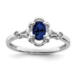 Sterling Silver Rhodium-plated Created Sapphire & Diamond Ring