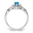 Sterling Silver Rhodium-plated Light Swiss Blue Topaz & Diamond Ring