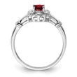Sterling Silver Rhodium-plated Garnet & Diamond Ring - Birthstone Company