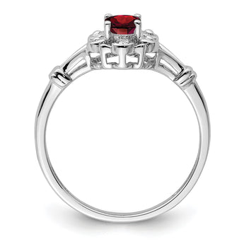 Sterling Silver Rhodium-plated Garnet & Diamond Ring - Birthstone Company
