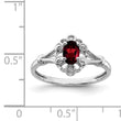 Sterling Silver Rhodium-plated Garnet & Diamond Ring - Birthstone Company