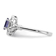 Sterling Silver Rhodium-plated Created Sapphire & Diamond Ring