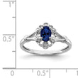 Sterling Silver Rhodium-plated Created Sapphire & Diamond Ring