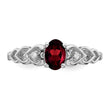 Sterling Silver Rhodium-plated Garnet & Diamond Ring - Birthstone Company