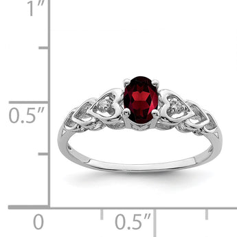Sterling Silver Rhodium-plated Garnet & Diamond Ring - Birthstone Company