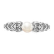 Sterling Silver Rhodium-plated Fresh Water Cultured Pearl & Diamond Ring