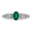 Sterling Silver Rhodium-plated Created Emerald & Diamond Ring