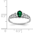 Sterling Silver Rhodium-plated Created Emerald & Diamond Ring