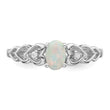 Sterling Silver Rhodium-plated Created Opal & Diamond Ring