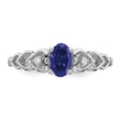 Sterling Silver Rhodium-plated Created Sapphire & Diamond Ring