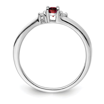 Sterling Silver Rhodium-plated Garnet/Diamond Birthstone Ring - Birthstone Company