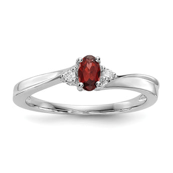Sterling Silver Rhodium-plated Garnet/Diamond Birthstone Ring - Birthstone Company