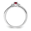 Sterling Silver Rhod-plated Created Ruby/Diamond Birthstone Ring