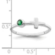 Sterling Silver Rhodium-plated Polished Cross Lab Created Emerald Ring