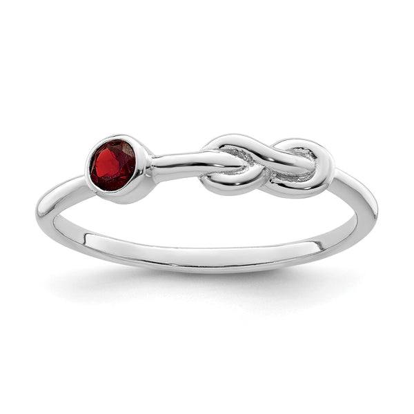 Sterling Silver Rhodium-plated Polished Infinity Garnet Ring - Birthstone Company
