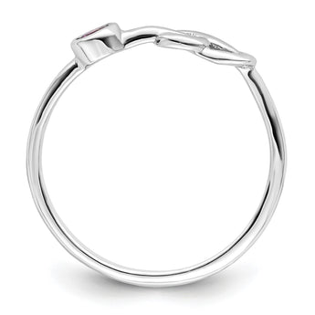 Sterling Silver RH-plated Polished Circle Rhodolite Garnet Infinity Ring - Birthstone Company