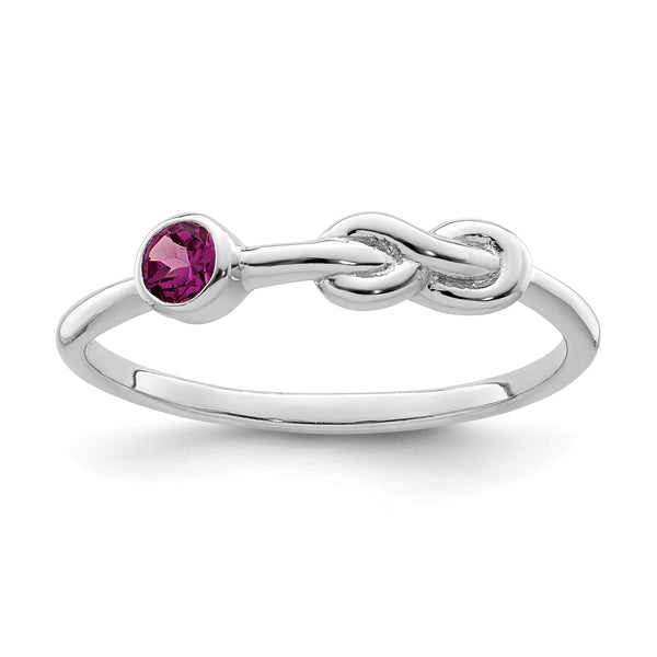 Sterling Silver RH-plated Polished Circle Rhodolite Garnet Infinity Ring - Birthstone Company