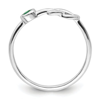 Sterling Silver Rhodium-plated Polished Infinity Lab Created Emerald Ring