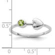 Sterling Silver Rhodium-plated Polished Heart Peridot Ring